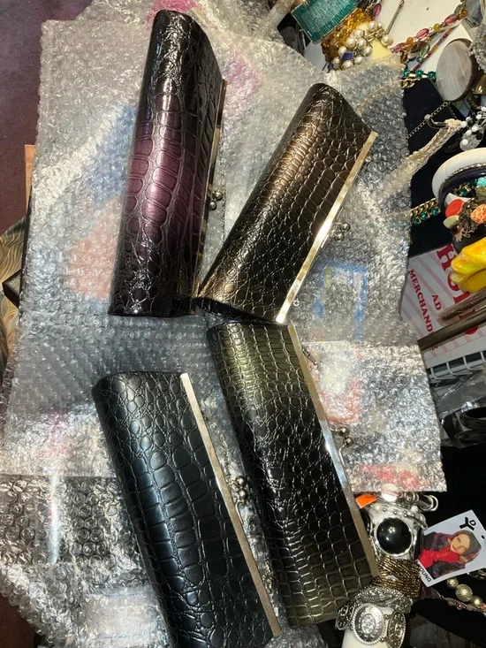 Croc-Embossed Clutch Purse - Multicolor Metallics - Picture 11 of 16